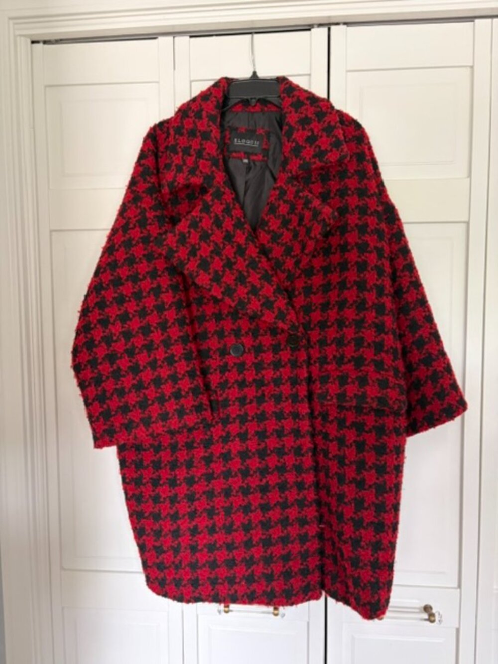 Eloquii Red/Black Houndstooth Coat - Picture 2 of 5